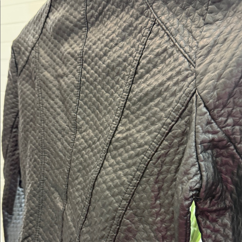 Karl Lagerfeld Textured Black faux Leather Jacket - Picture 4 of 15